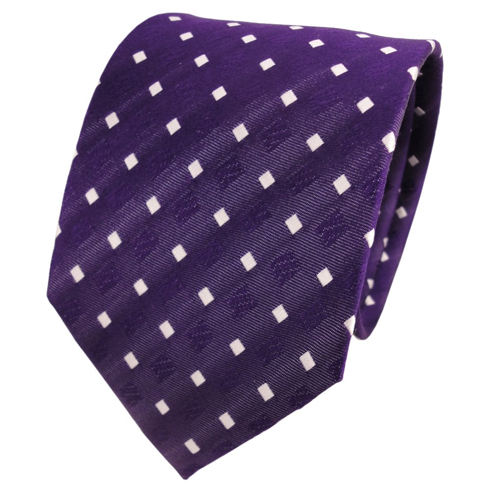 TigerTie Designer Cravatta in seta - porpora viola-scuro bianco a pois - Cravatta in seta