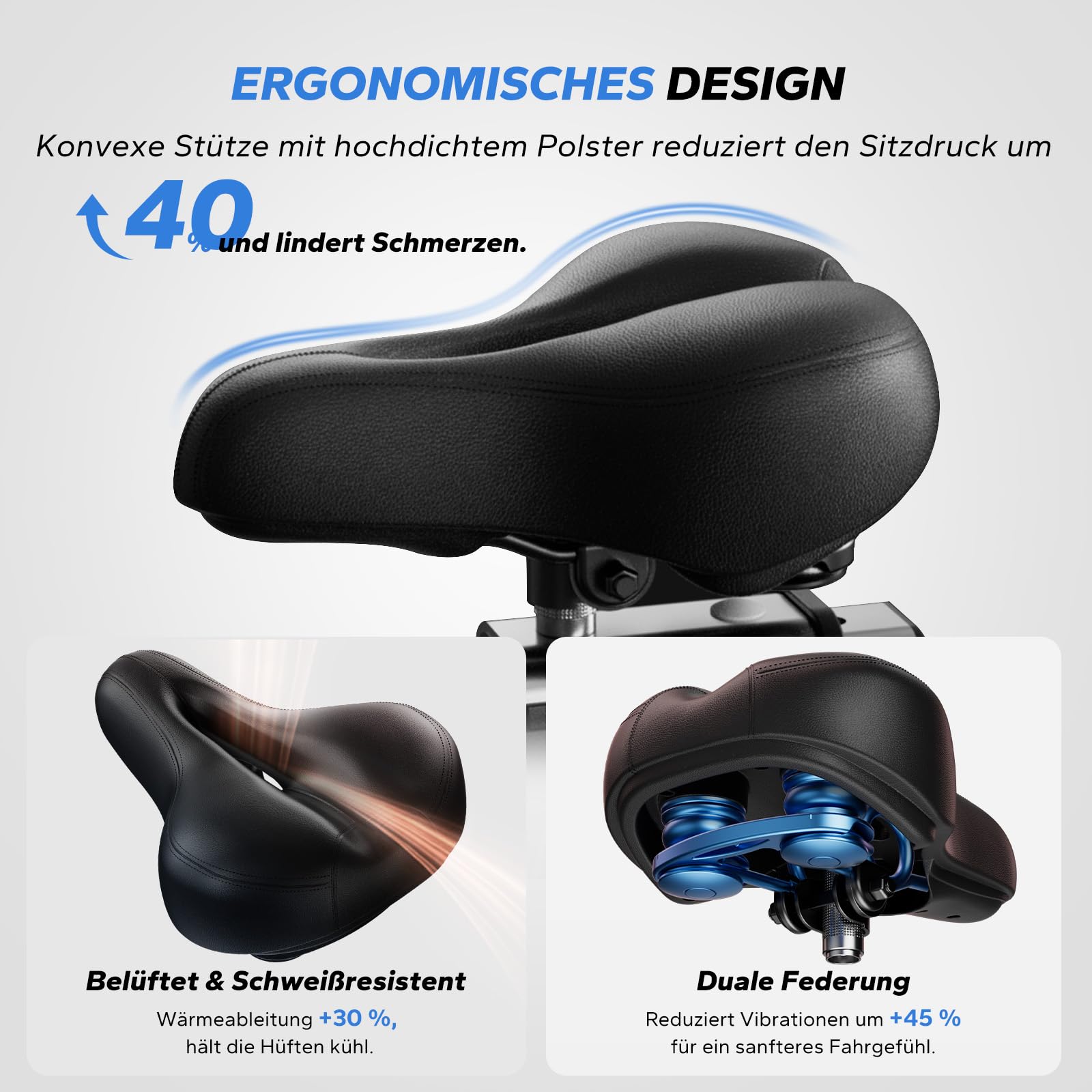 MERACH Heimtrainer Fahrrad mit Eigener App, Leises Hometrainer Fahrrad mit 16-facher Magnetwiderstand, Stoßdämpfender Luftkissensattel, Indoor Cycling Bike mit LCD-Monitor, für Kardiotraining zu Hause
