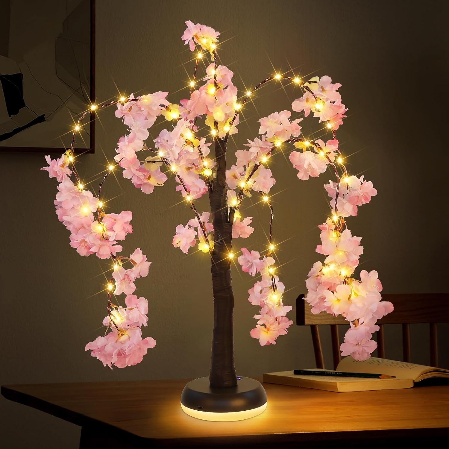 Miyole Cherry Blossom Tree Lights, Lighted Tree with 72