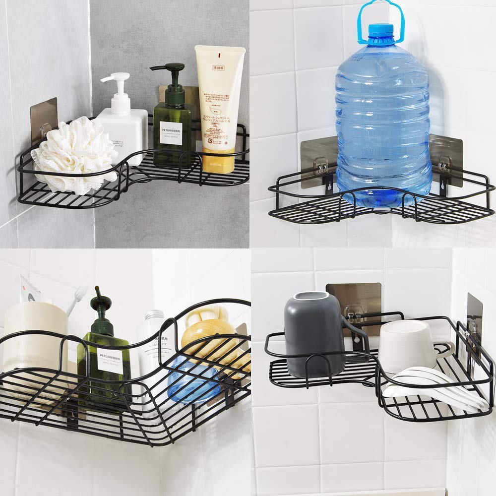 Mobhada Stainless Steel Bathroom Corner Shelf Organizer Storage Hanging Shower Caddy Rack (Black) 3