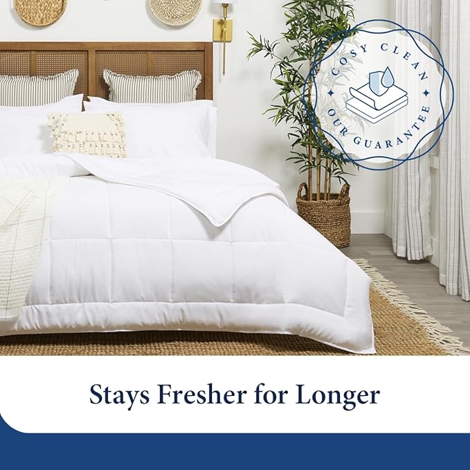 Cosy House Collection Luxury Down Alternative Comforter - Rayon Derived from Bamboo - Bedroom Essentials - All Season Use - Box Stitch Construction & Duvet Loops (King/Cal King White)
