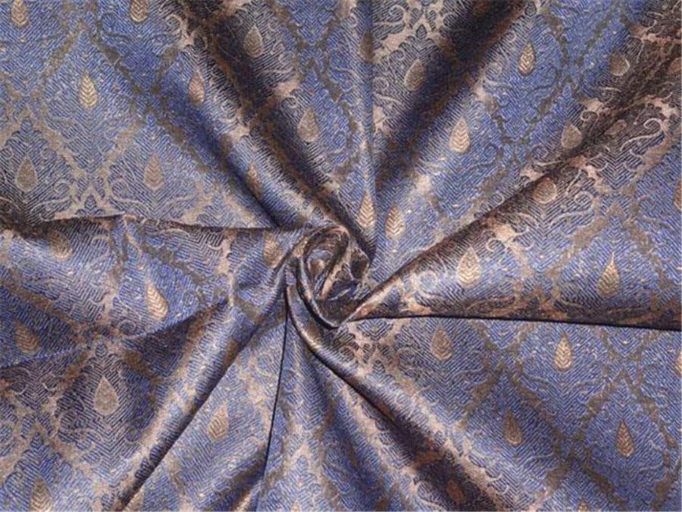 Tissu métallique en brocart lourd haut de gamme couleur bronze et bleu marine