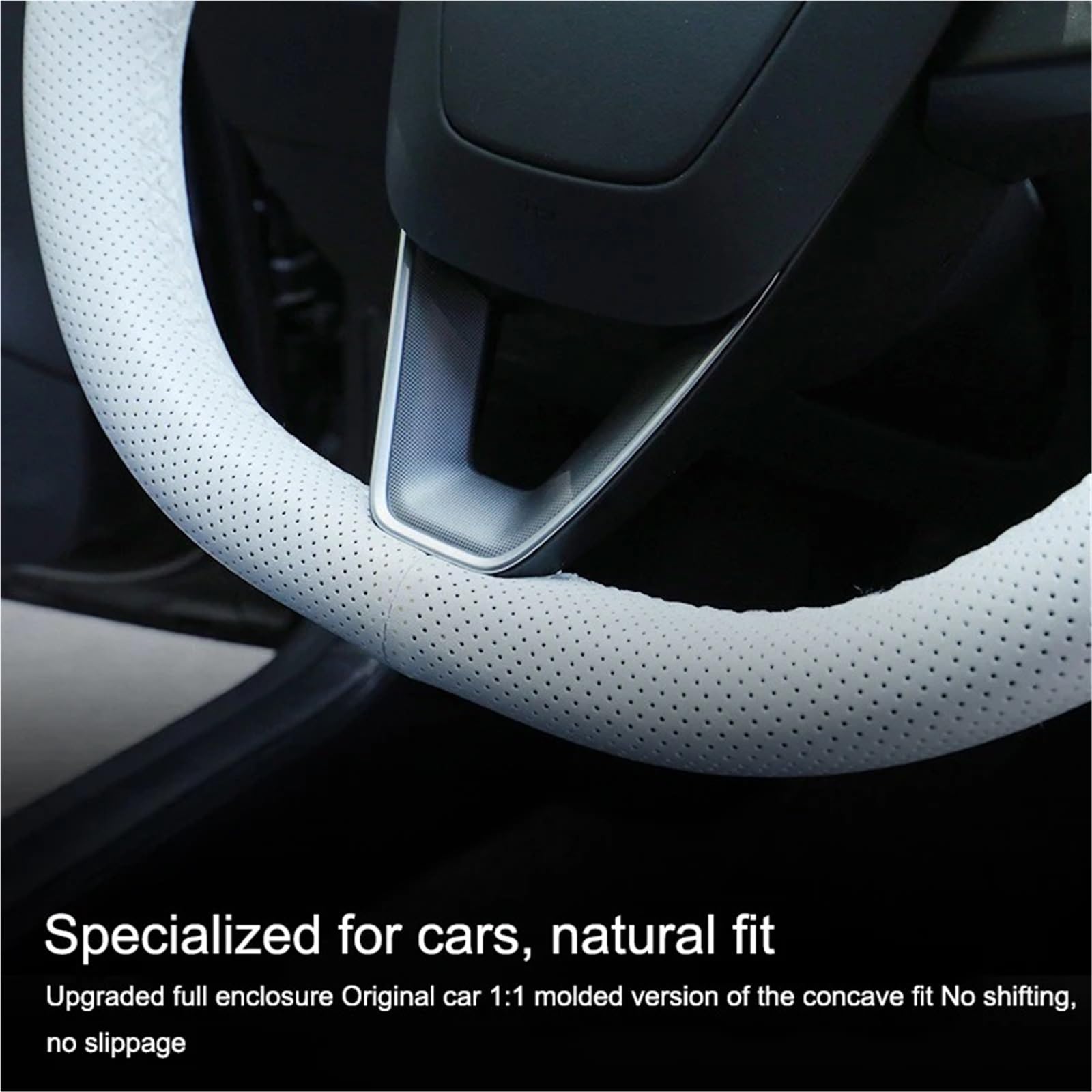 Funda de Volante de Cuero Cosida a Mano para Tesla Model Y Juniper Model 3 Highland Funda de Volante Antideslizante