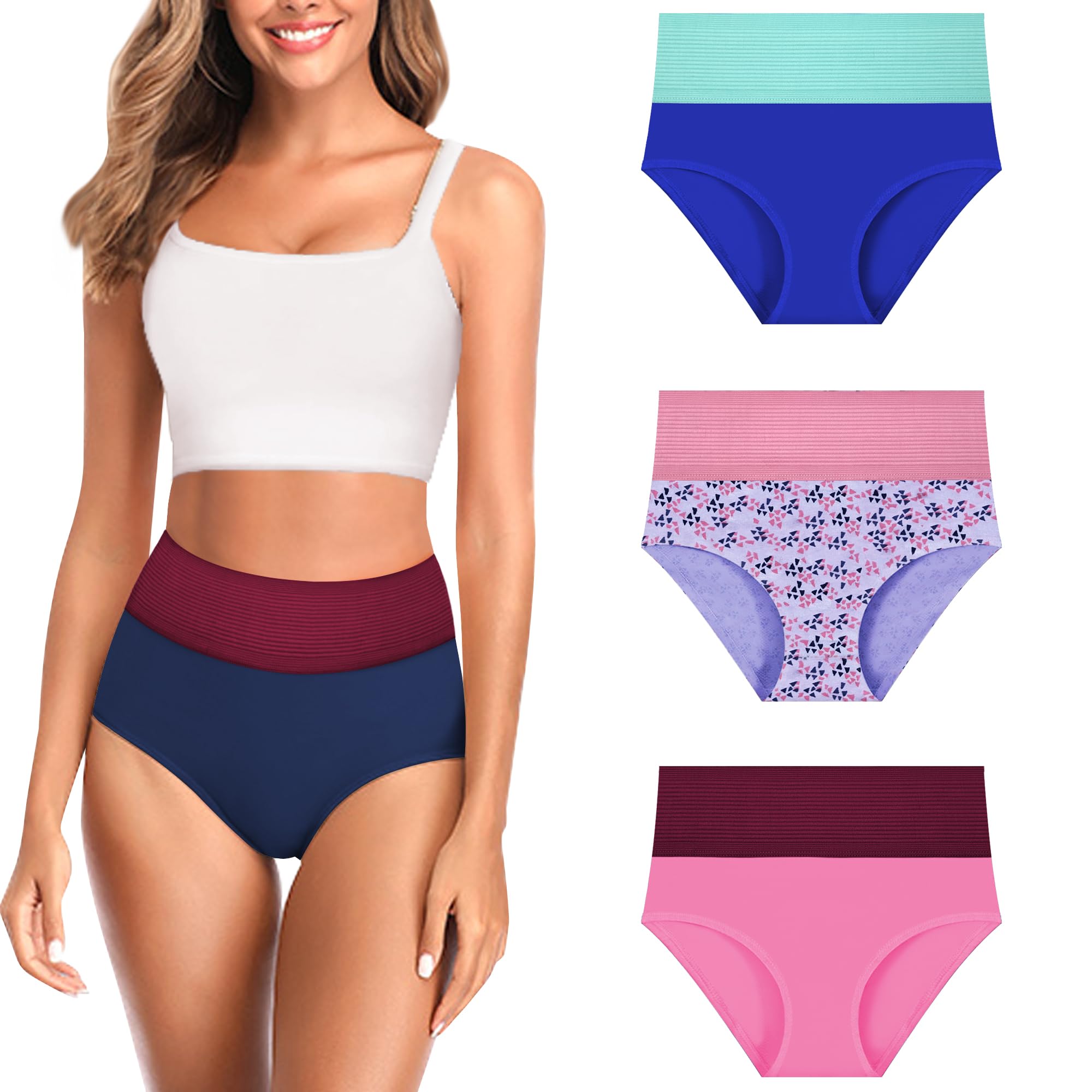 Women's Cotton High Waist Tummy Tucker Control Underwear Moderate Compression Postpartum Hipster Panties Combo Post Pregnancy Support