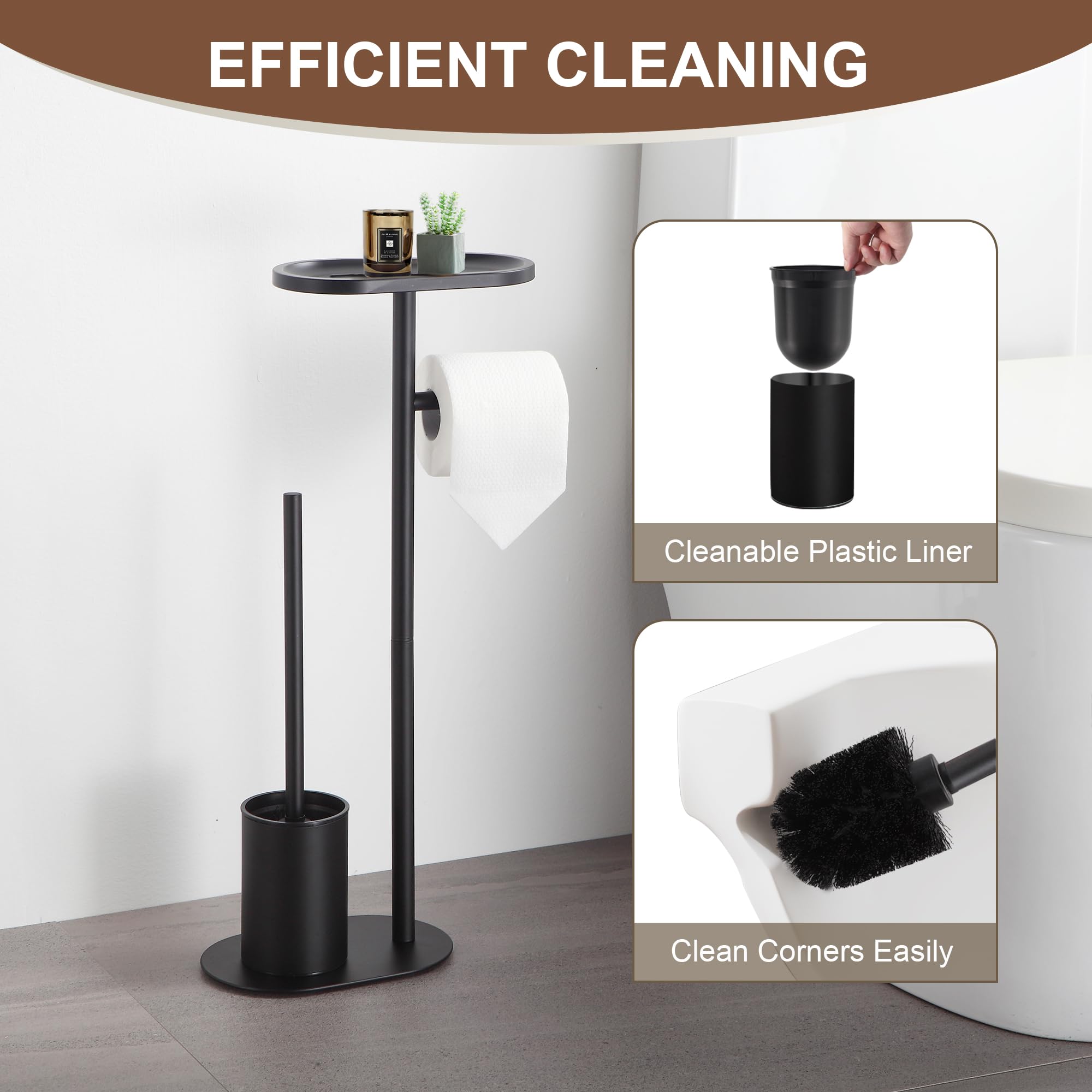 Set Scopino E Portascopino Per WC Autoportante - Acciaio Inox 304 Con Coperchio, Design Moderno, Argento Spazzolato