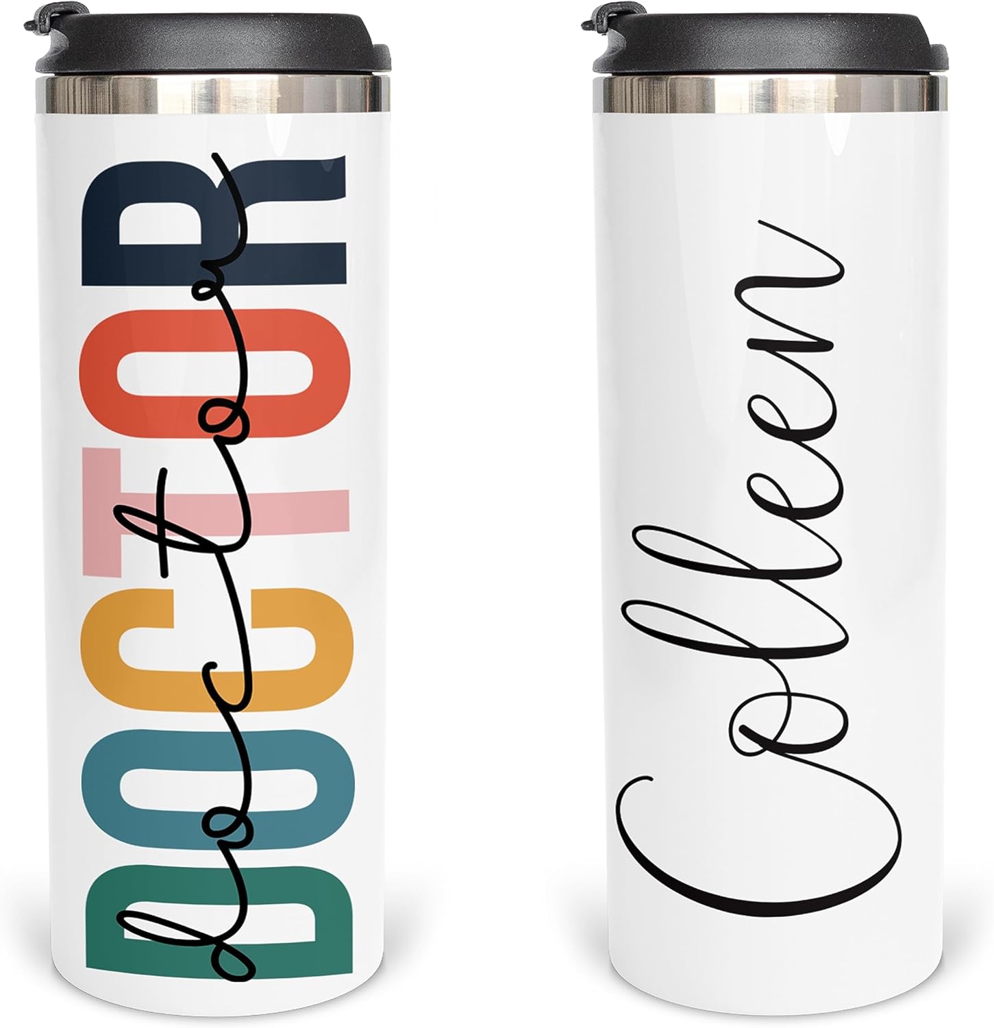 Personalized 17oz Doctor Water Bottle, Thank You Stainless Steel Cup for Doctor, Retirement Gift With Lid for Physician, DO, MD, Whitecoat, Graduation Insulated Water Bottle for Medical Doctor