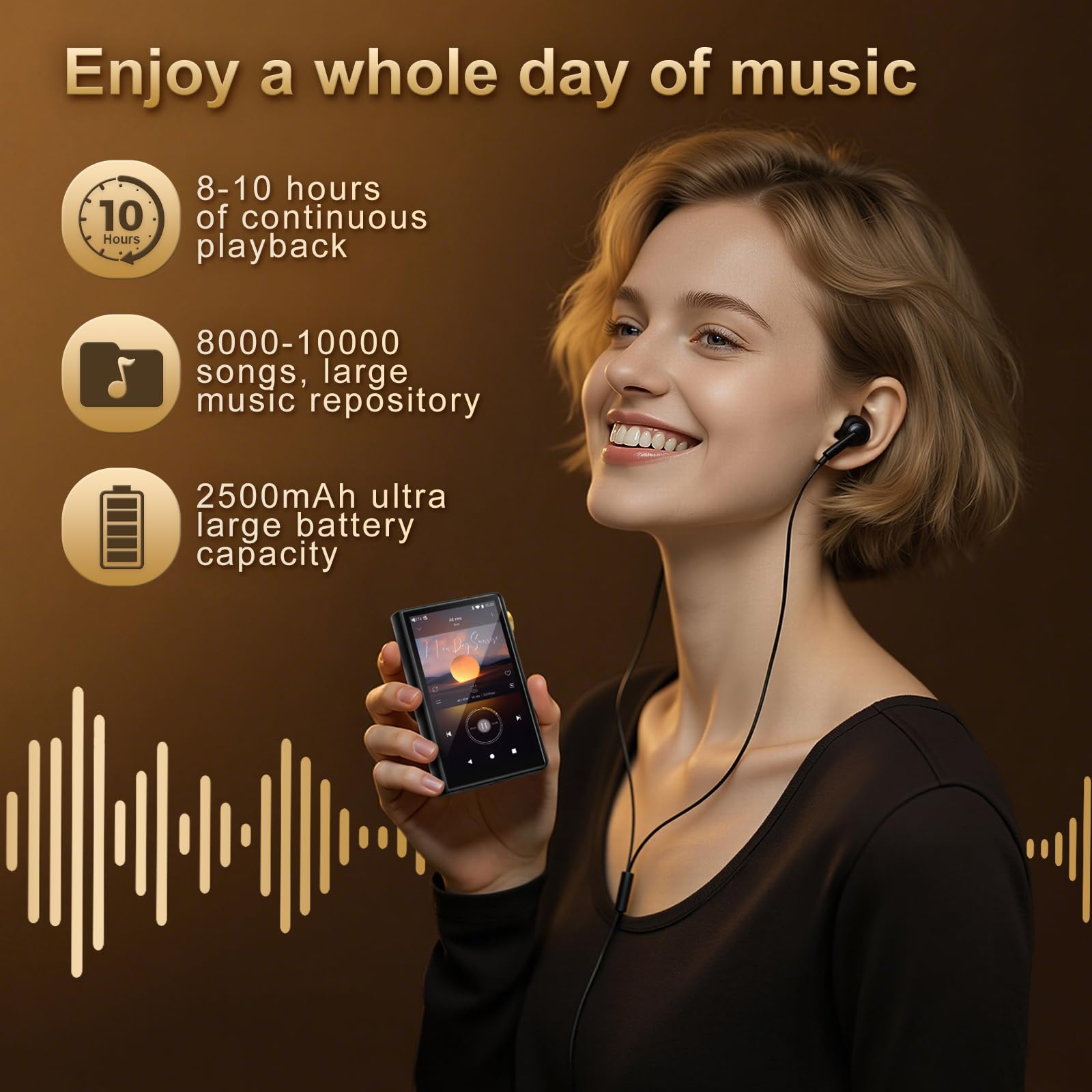 HiFi MP3 Player mit Bluetooth und WiFi, ZAQE Android 12 Hi-Res Music Player, Lossless DSD DAC Flac, Hochauflösender Musikplayer mit 64 GB Speicherkarte, unterstützt bis zu 512GB