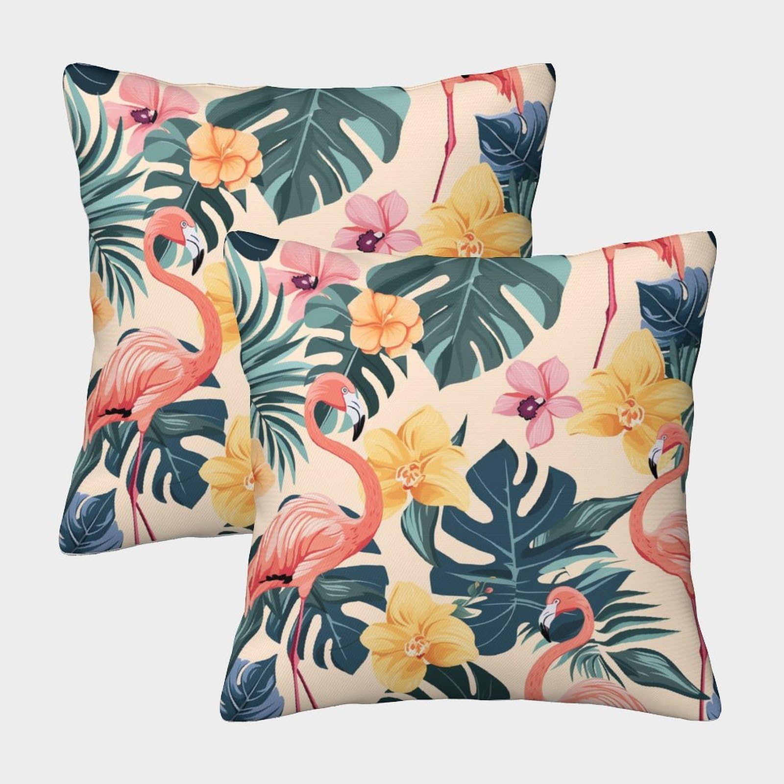kaiyun 2 Pack 3D Orchid, Leaves Cushion 3D Flamingo Soft Touch Pillowcase,sofa Chair Home Furnishings 40x40cm