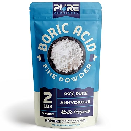 ácido bórico en polvo fino, 99.9 % en polvo, anhidro puro de 2 libras Bolsa