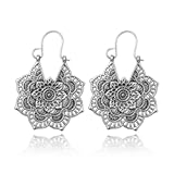 Boho Chic Handmade Hollow Shield Shape with Hammered Drop Earrings for Women Vintage Statement Antique Ethnic Earrings Vintage Gold Silver Plated Hollow Earrings Jewelry Gifts