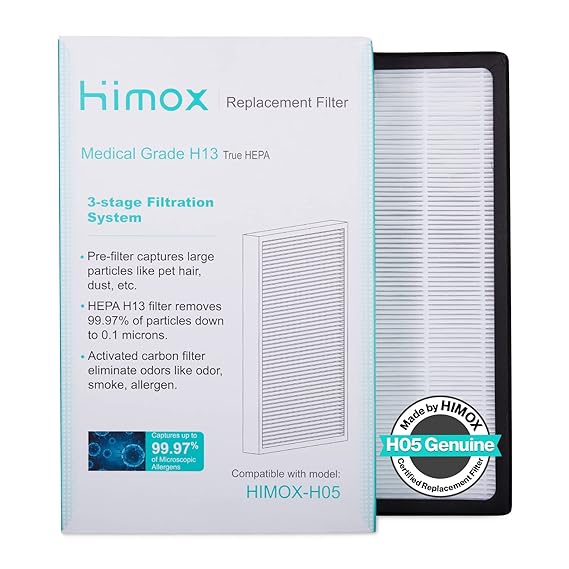 HIMOX H05 H13 Replacement Filter Medical Grade True HEPA Filter?Only Genuine HIMOX-H05 Replacement Filter Can the Performance of Your H05 Air Purifier) (Not Fit HIMOX H04 Air Purifier)