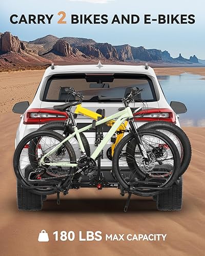 Miniatura 2 de Soporte para bicicleta con cerradura, plataforma para 2 bicicletas para automóvil, SUV, RV, caravana, camión, remolque, portabicicletas para