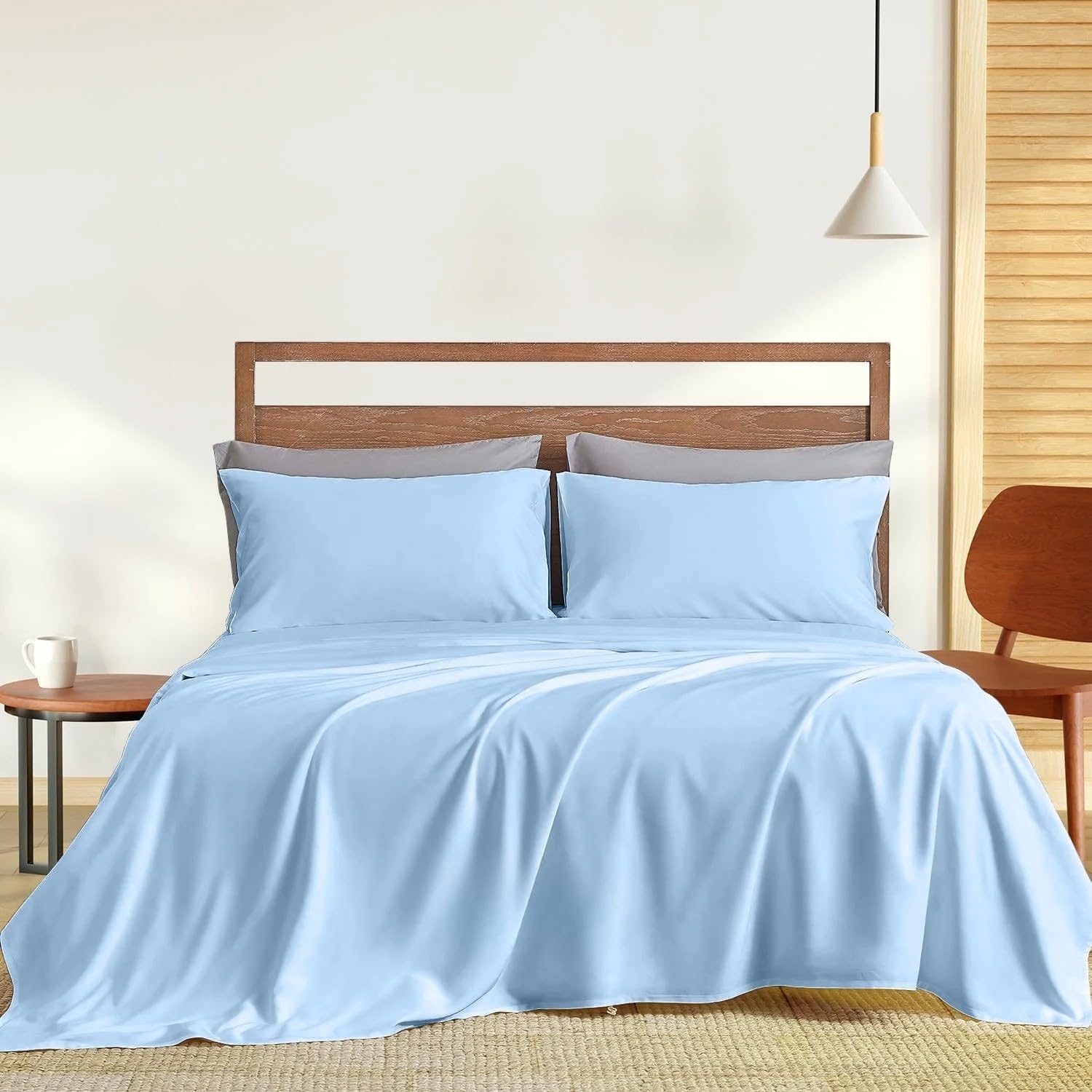 Twin Sheets Set - Soft 400 Thread Count Sateen,Egyptian 100% Cotton Sheets, Deep Pocket 14" with All Around Elastic for a Snug Fit, Cool & Durable Bedding Set Beige Solid