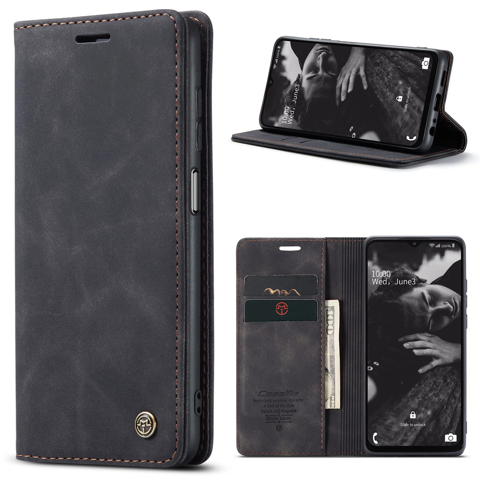 Azororo Cover per Samsung Galaxy A23 5G/4G, Premium PU Pelle Custodia, Magnetica Carta Fessura Portafoglio Case, Flip Cavalletto Custodia per Samsung Galaxy A23- Nero