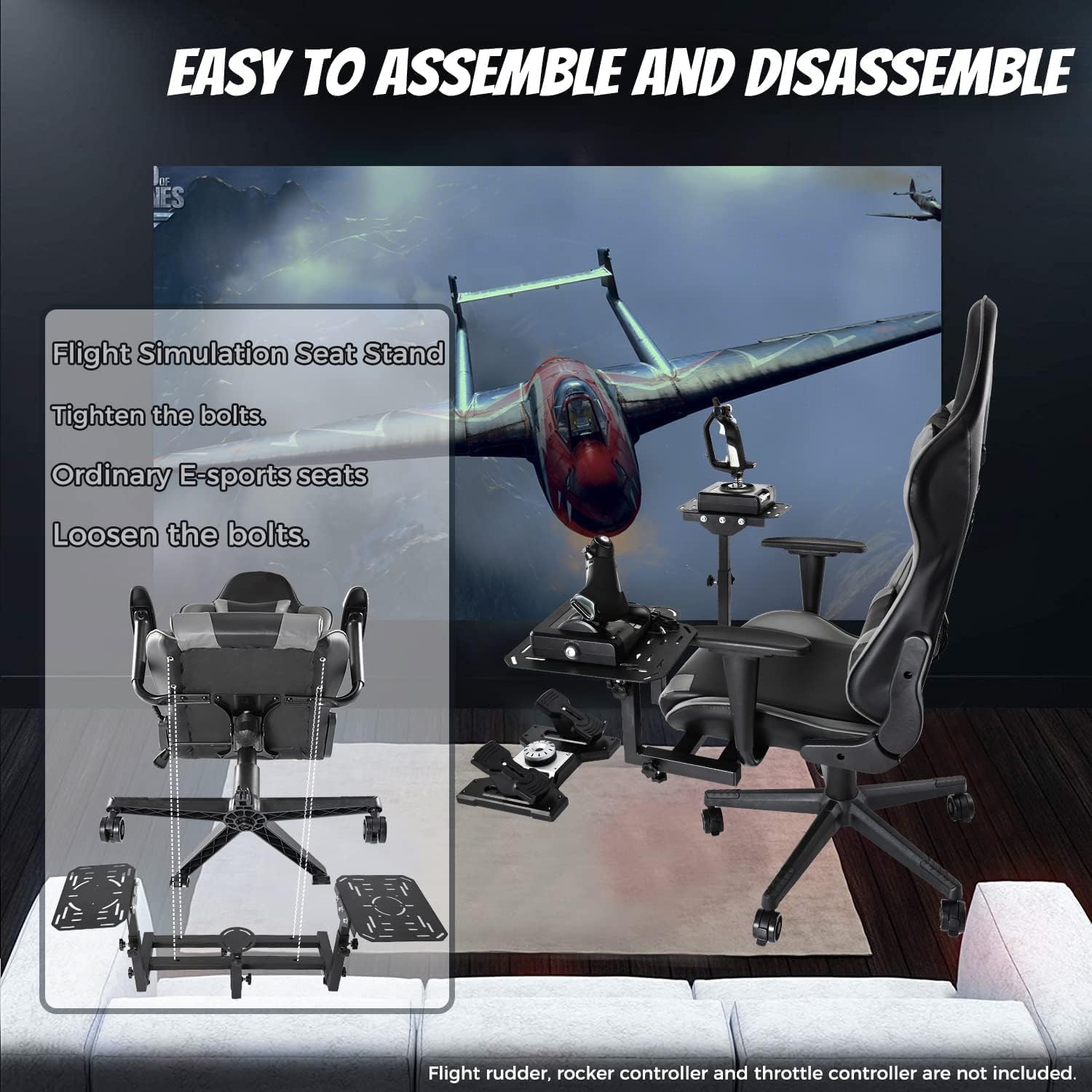 Dardoo Ergonomic Gaming Chair Joystick Hotas Mount for Thrustmaster A10C Warthog Logitech X56 X52 Alloy Steel