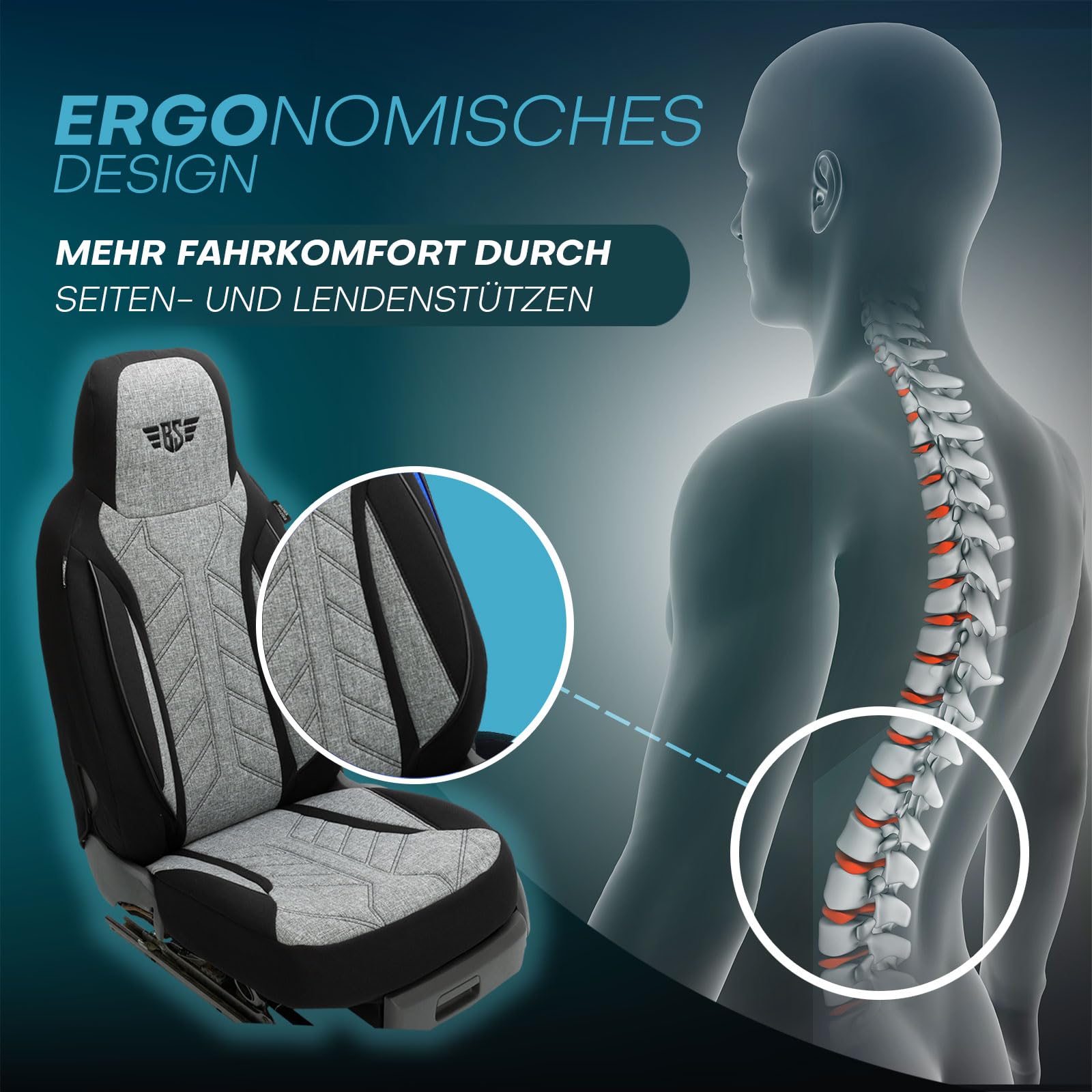 HERM201 - Fundas de asiento para Ford Fiesta | Color: negro y gris claro | Modelo: Prime Pilot | Fundas de asiento | Fundas de asiento | Fundas protectoras | HERM201