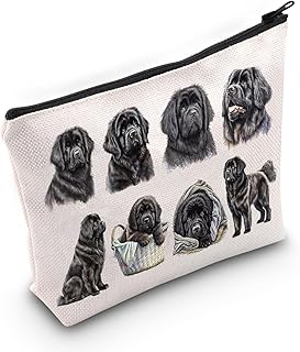 LEVLO Newfoundland Dog Cosmetic Makeup Bag Newfoundland Lover Gift Newfoundland Dog Mom Travel Pouch Bag Cute Newfoundland Merch, Newfoundland Dog, Cosmetic Bag