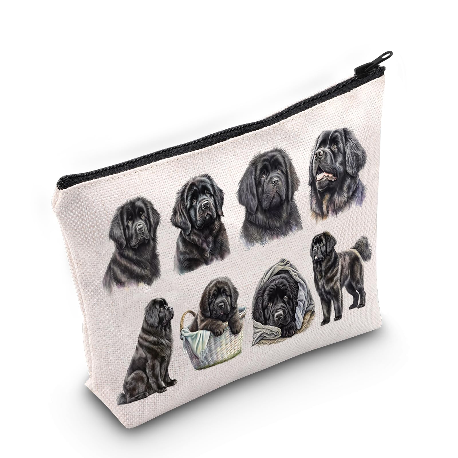 LEVLO Newfoundland Dog Cosmetic Makeup Bag Newfoundland Lover Gift Newfoundland Dog Mom Travel Pouch Bag Cute Newfoundland Merch, Newfoundland Dog, Cosmetic Bag
