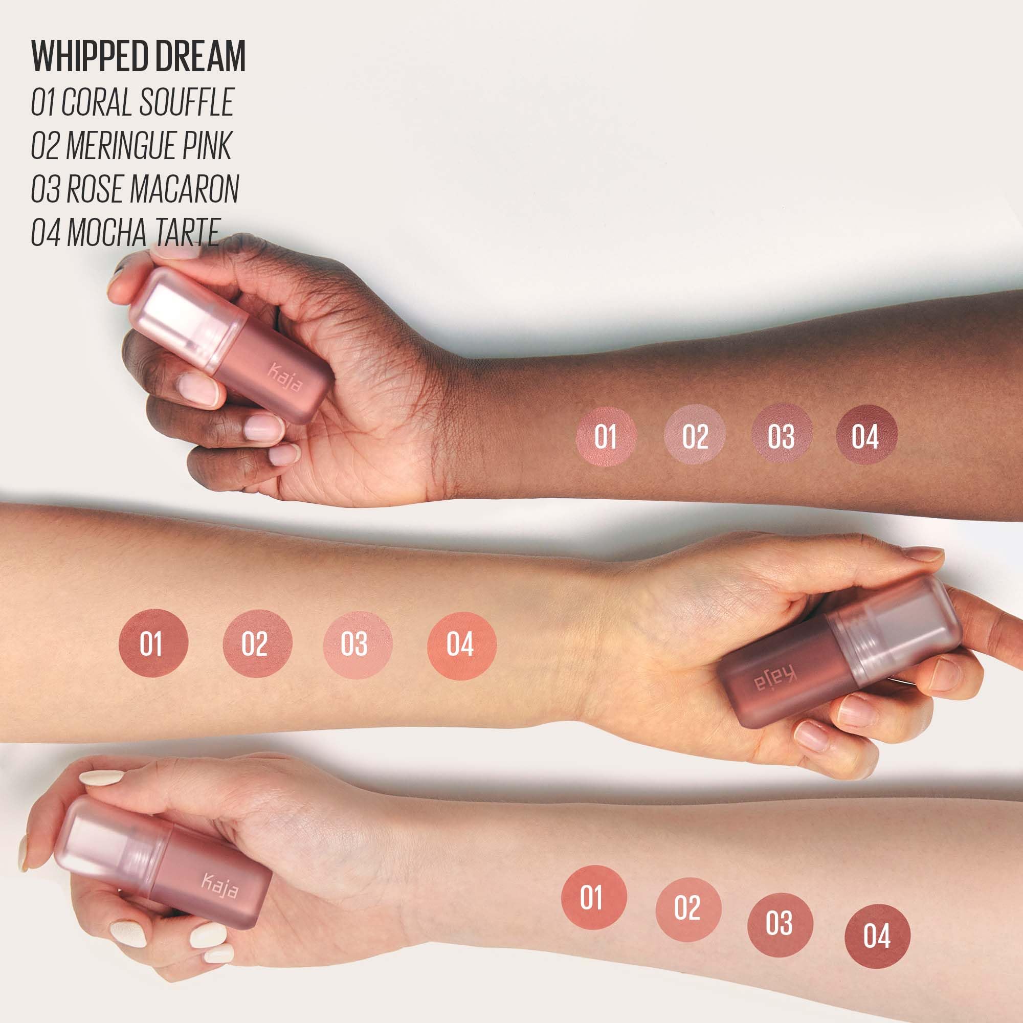 Sombra de ojos líquida multiusos y rubor - Whipped Dream | con aceite de semilla de algodón, 4 tonos, construible, mezclable, acabado semimate aireado, 01 Soufflé de coral, 0.17 onzas 9
