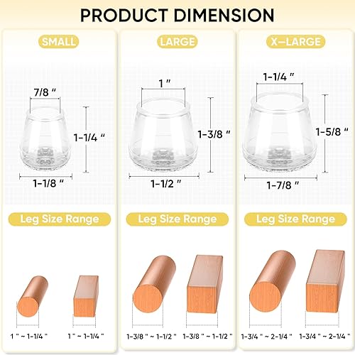 Miniatura 28 de BALEINE - Protectores de silicona para patas de silla, tapas protectoras de patas de taburete, tapas antideslizantes para patas de silla para suelos