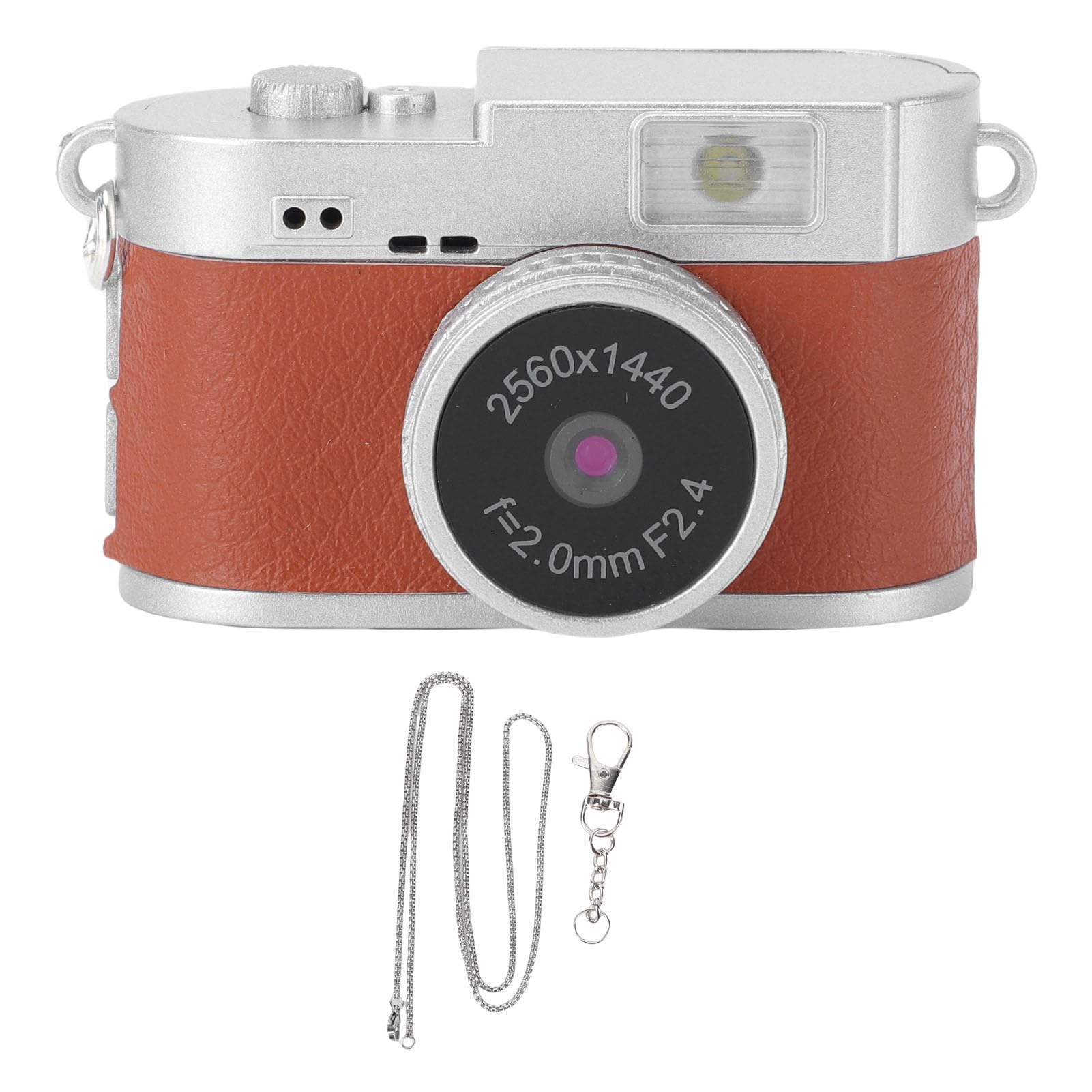 Mini Keychain Digital Camera, 2K FHD Video, 2MP Photo, 1.47 Inch Color Screen, 4 Filters LED Flash Rechargeable Small Retro Digital Camera, Birthdays, Stocking Stuffers (Brown)-image-9