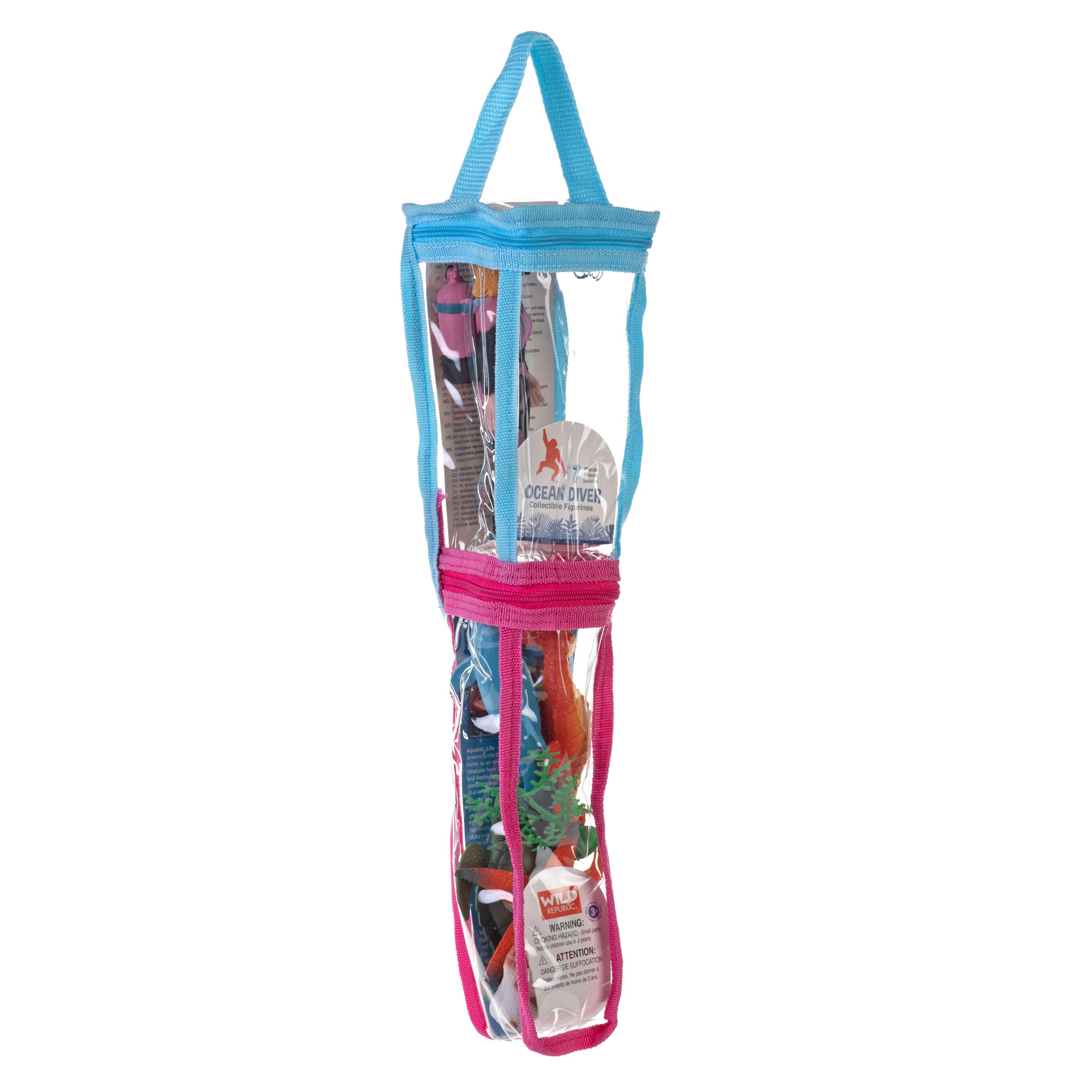Wild Republic Figur Tube, Tierfiguren, Doppeltrommel, 7 Arten von Ozean, Miniaturtiere, Kinder, Figuren zum Sammeln, Super für interaktives Spielen