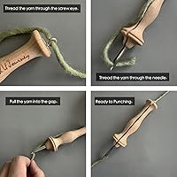 Vista 2 de Hand U Journey 8# Fine & 10# Regular Size Beech Wood Handle Punch Needle Rug Hooking Tool Sets-with Oxford Open-Side Design