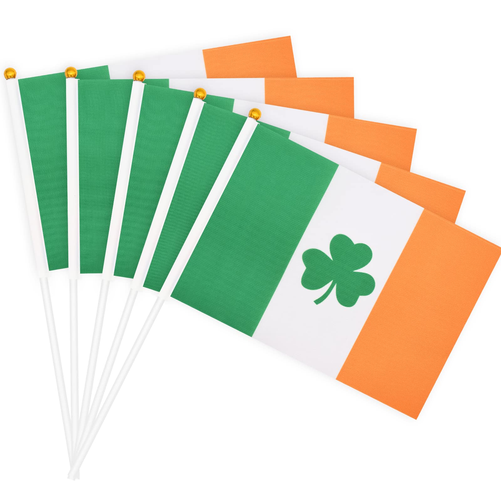 20 Stück Irische Kleeblatt-Flaggen – St. Patrick’s Day Deko | 12,7x20,3 Cm, Mit Holzstab | Für Partys & Paraden