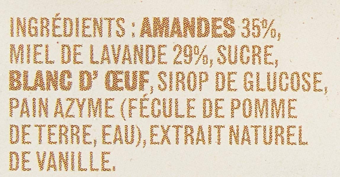 Les Ruchers du Luberon - Nougat Blanc de Provence en Barre 200 g - Nougat Tendre aux Amandes et au Miel de Lavande - Fabrication Artisanale