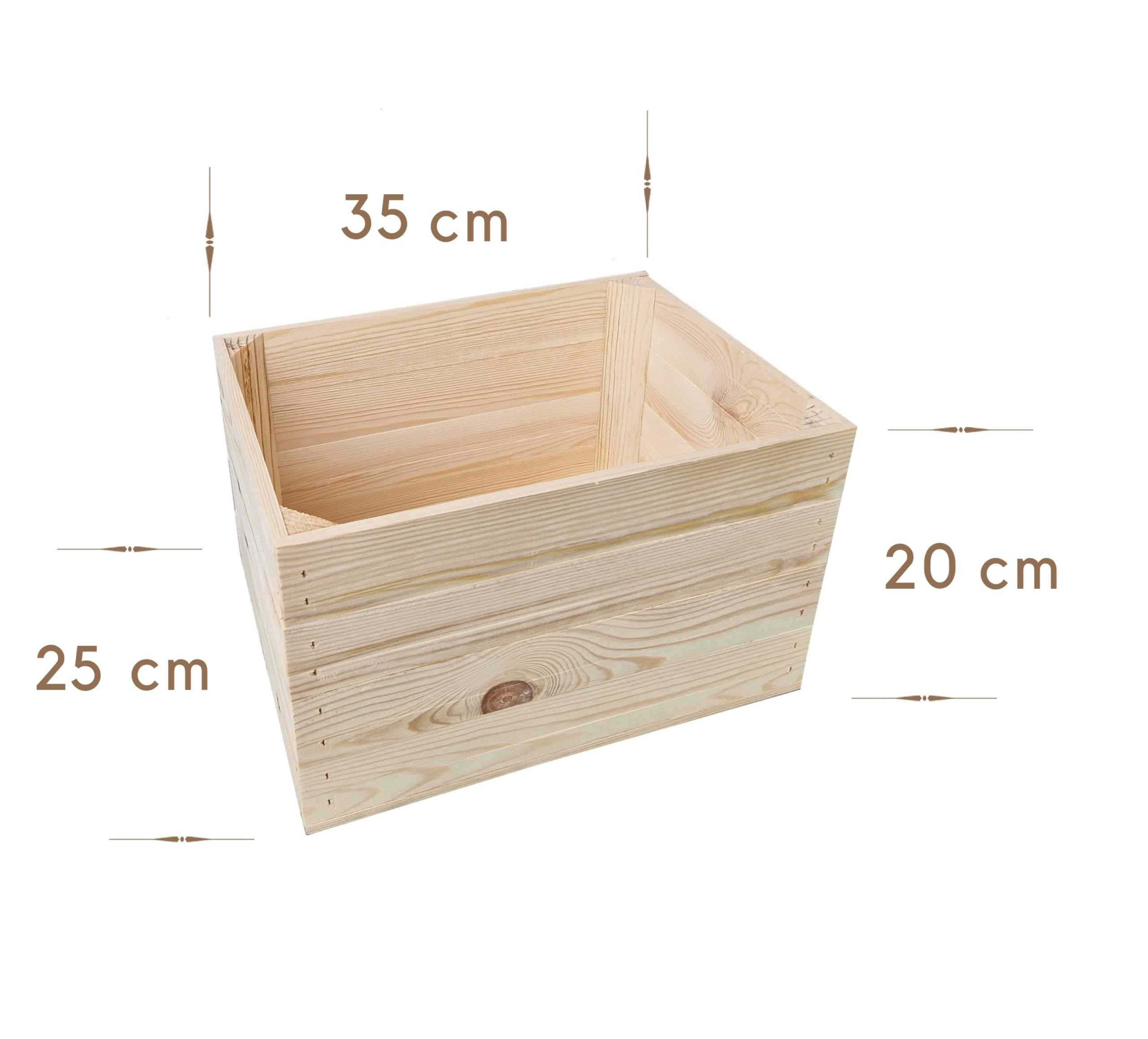 Caisses en bois massif naturel, lot de 1 à 12 – Pratiques et décoratives – Apportent une touche rustique et chaleureuse à votre intérieur ( Naturel, 7)