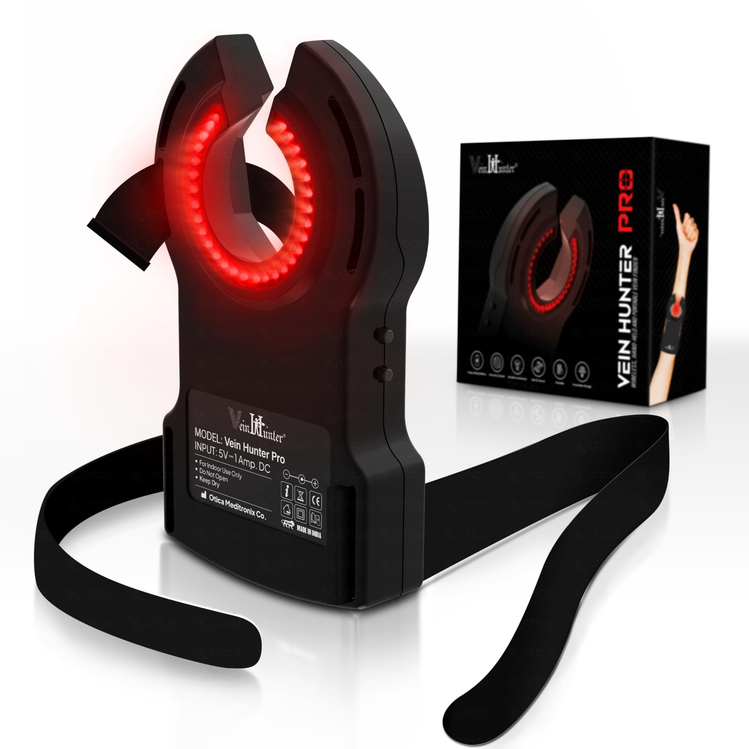 Adult LED Arm Vein Finder Premium Vein Detector with Advance Technology BP Monitor for All Age All Skin Type Vein Locator Vein Viewer for Doctors Hospital and Clinic,Black