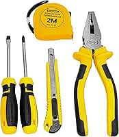 Kit de Ferramentas Manuais 5 Peças Bomvink - Conjunto Inclui Alicate Universal, Chave Phillips e de Fenda, Estilete e Trena de 2m Modelo Bom-3131 Ideal para Reparos Domésticos, Montagem e DIY