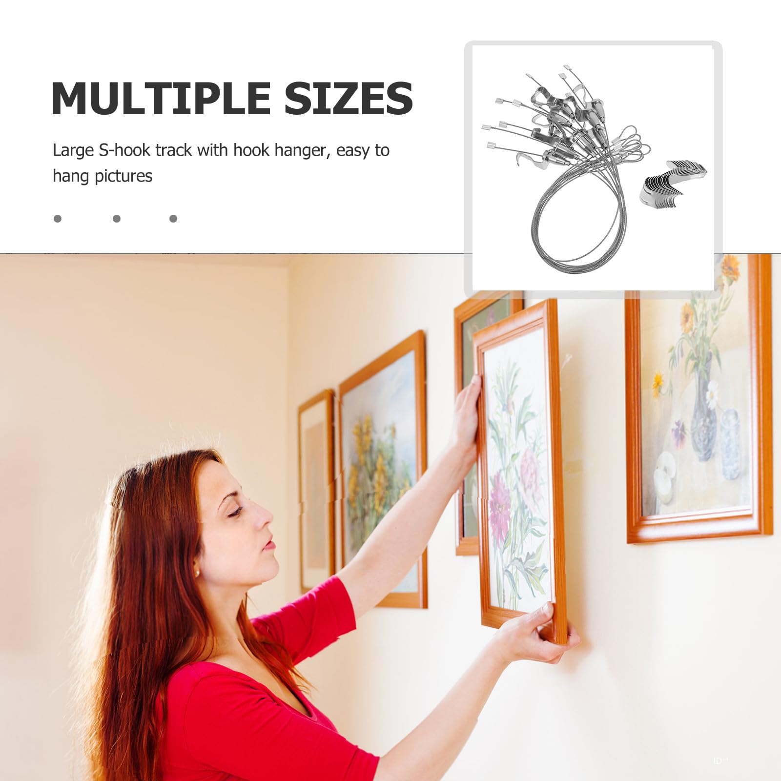 CLISPEED 10 Juegos de Colgadores para Cuadros Gancho Ajustable Cable de Acero Inoxidable de 05 M Sistema para Colgar Obras de Arte en Pared Kit para Colgar Cuadros y Carteles de Forma