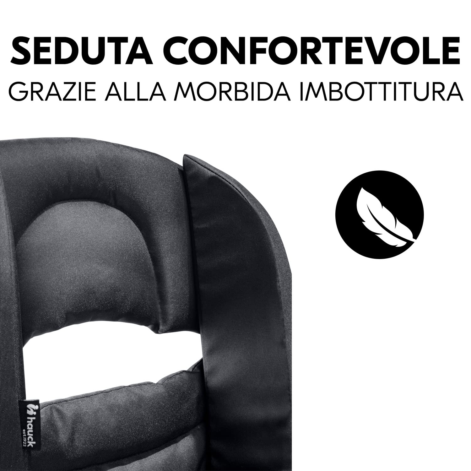hauck Cuscino di Seduta per Rimorchio Dryk Duo/Plus & Bike N Walk Duo, Nero | Morbido cuscino sedile 6-18 mesi con asole cintura, per rimorchi per bici hauck Dryk Duo, Dryk Duo Plus e Bike N Walk Duo