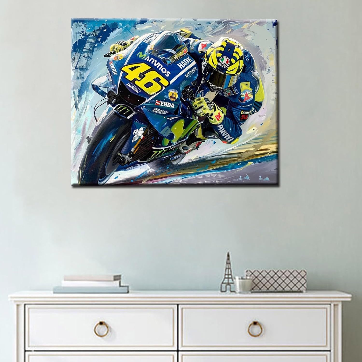 Motorcyclist Offroad Paint by Numbers Kits for Children Painting on Canvas Paint by Numbers Splashes of Color Painting with Brushes and Acrylic for Home Wall Decor DIY Framed 16x20 Inch