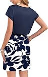 WNEEDU Women Summer Dress V Neck Beach Vacation Dresses with Pockets
