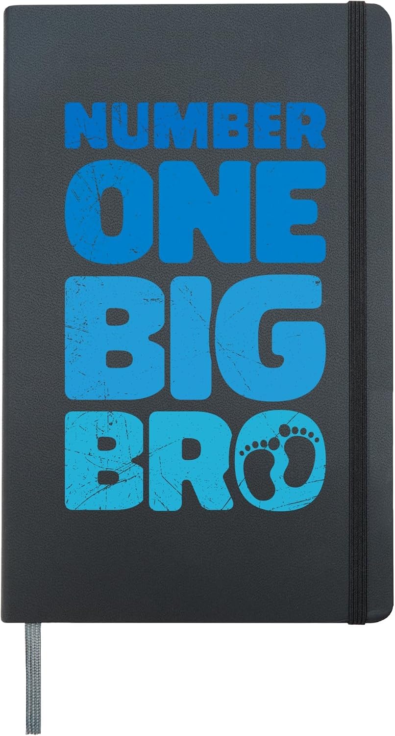 New Baby NUMBER ONE BIG BRO Funny Brothers Hardcover Journal, Black