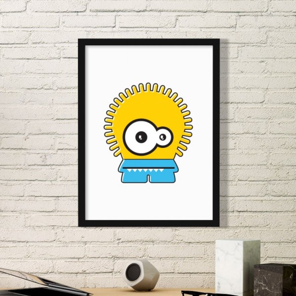 Sticker mural alien jaune pour raviver un mur blanc et triste avec un cadre noir