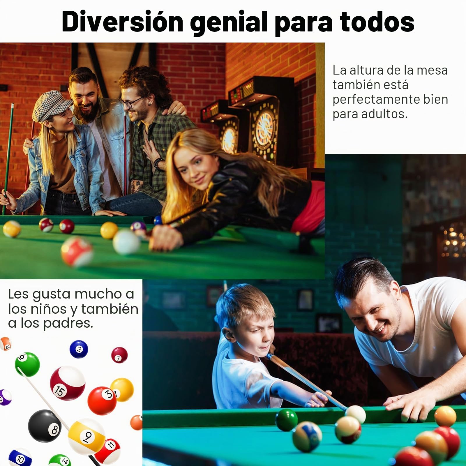 Mesa plegable de billar, mesas de billar para pool y snooker con accesorios, juego de mesa para 2-4 jugadores, 140 x 74 x 80 cm.
