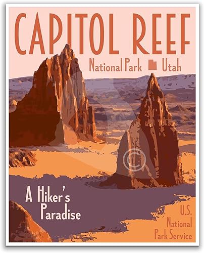 Capitol Reef National Park Poster, Vintage Style National Park Print, Capitol Reef Utah Travel Poster (Canvas, 8x10 Inches)