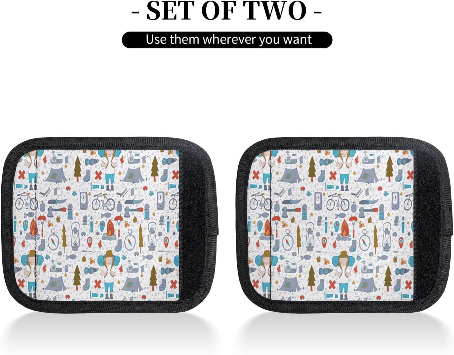 The Nature Wildlands Activities Pattern Print Luggage Handle Wraps Luggage Identifiers Soft Neoprene Luggage Handle Wraps for Suitcase Trolley Handle Grip Cover 2 Pack Luggage Tags