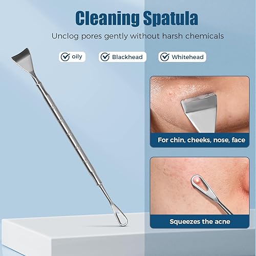 Miniatura 3 de Kit de herramientas para eliminar puntos negros, juego de 6 extractores de espinillas con agujas de acné, pinzas, raspador de poros para manchas,