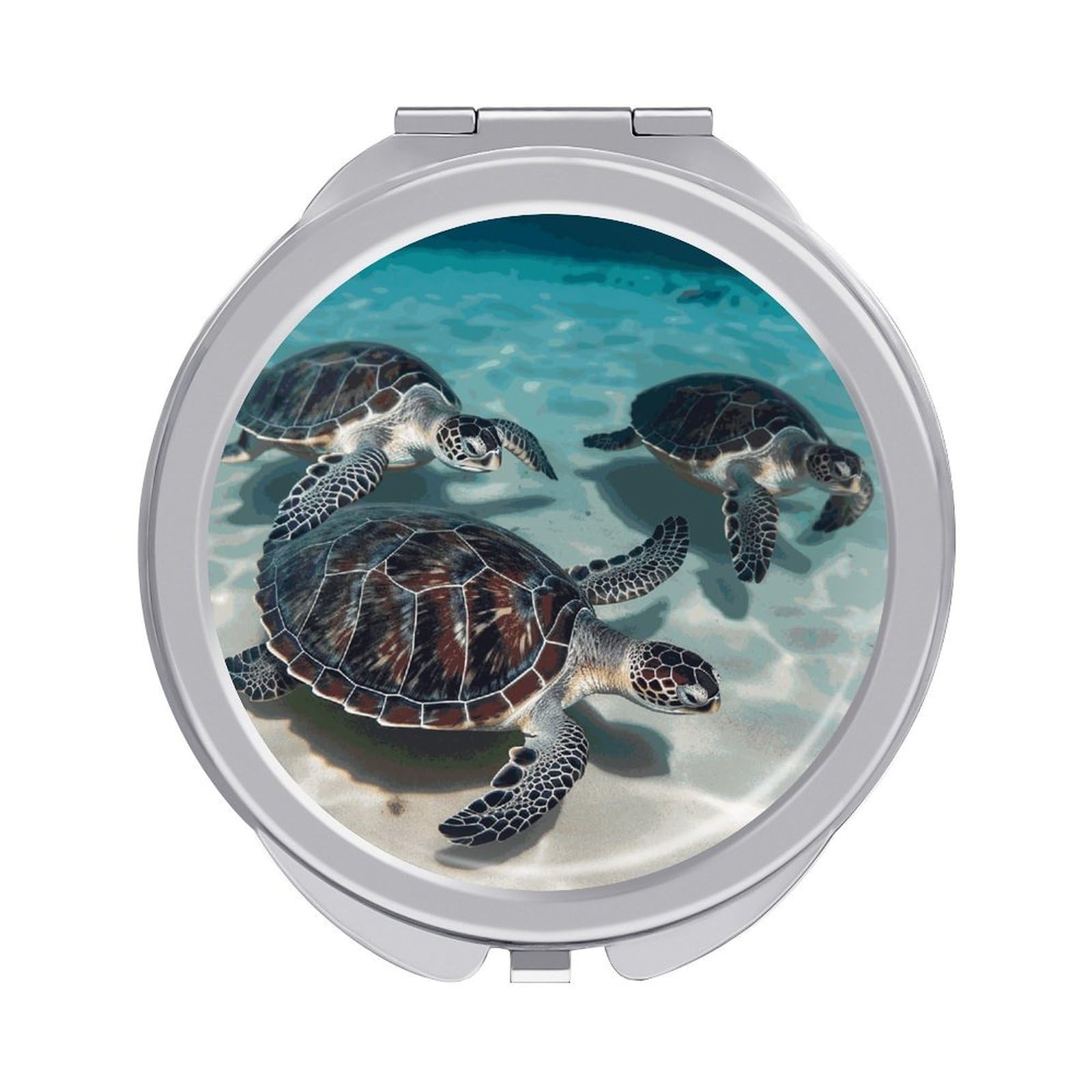 FekiLoot Sea Turtles Travel Makeup Mirror 2 X /1 X Magnifying Slim Pocket Mirrors Compact for Purse Travel Makeup Mirrors for Pocket, Handbag, Purse Women Gift