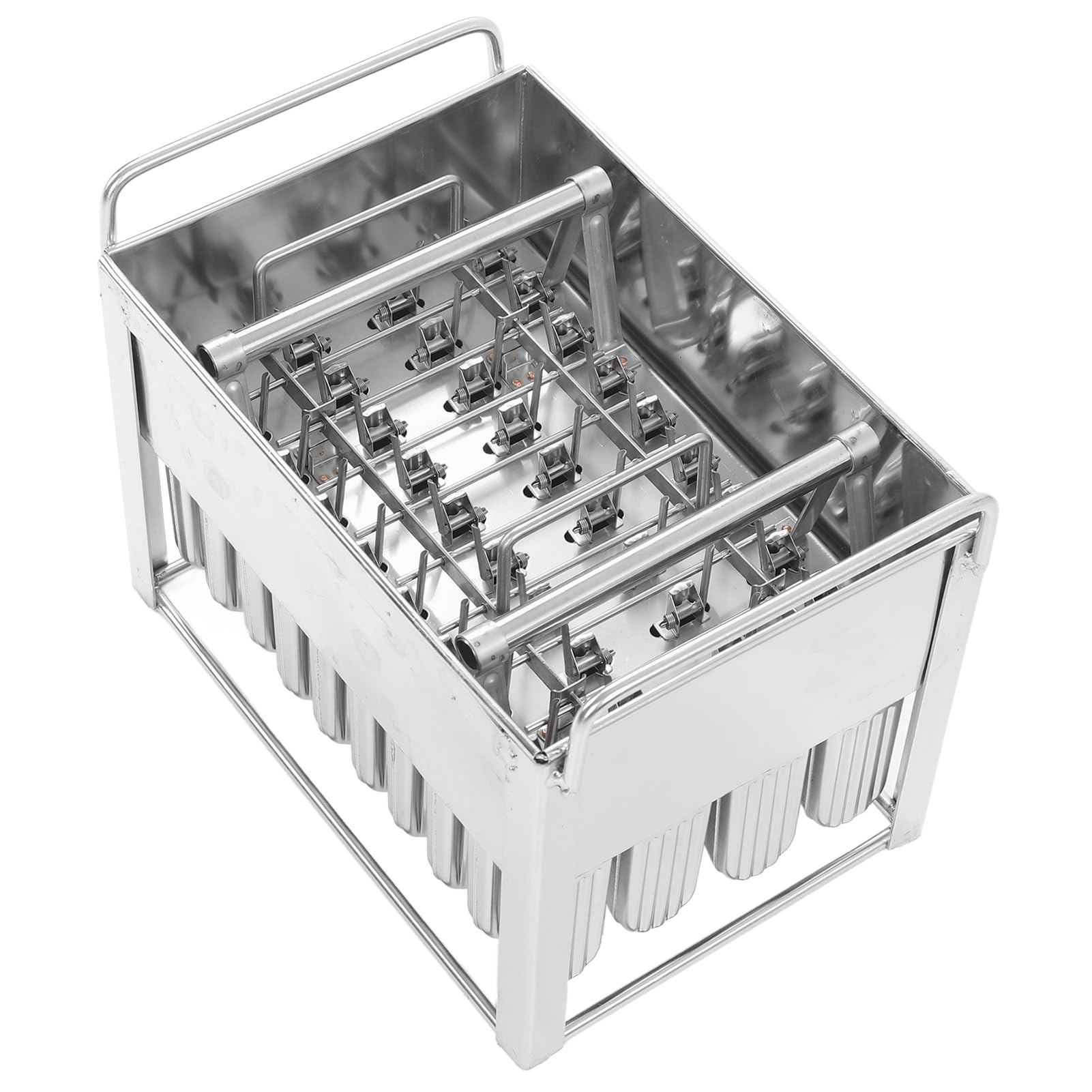 Cocoarm 40 Moldes de Acero Inoxidable para Helado, Molde de Metal para Paletas Heladas con Estante de 365 X 240 X 280 Mm, Reutilizable, Fácil Liberación para Paletas Heladas, Postres de Gelatina,