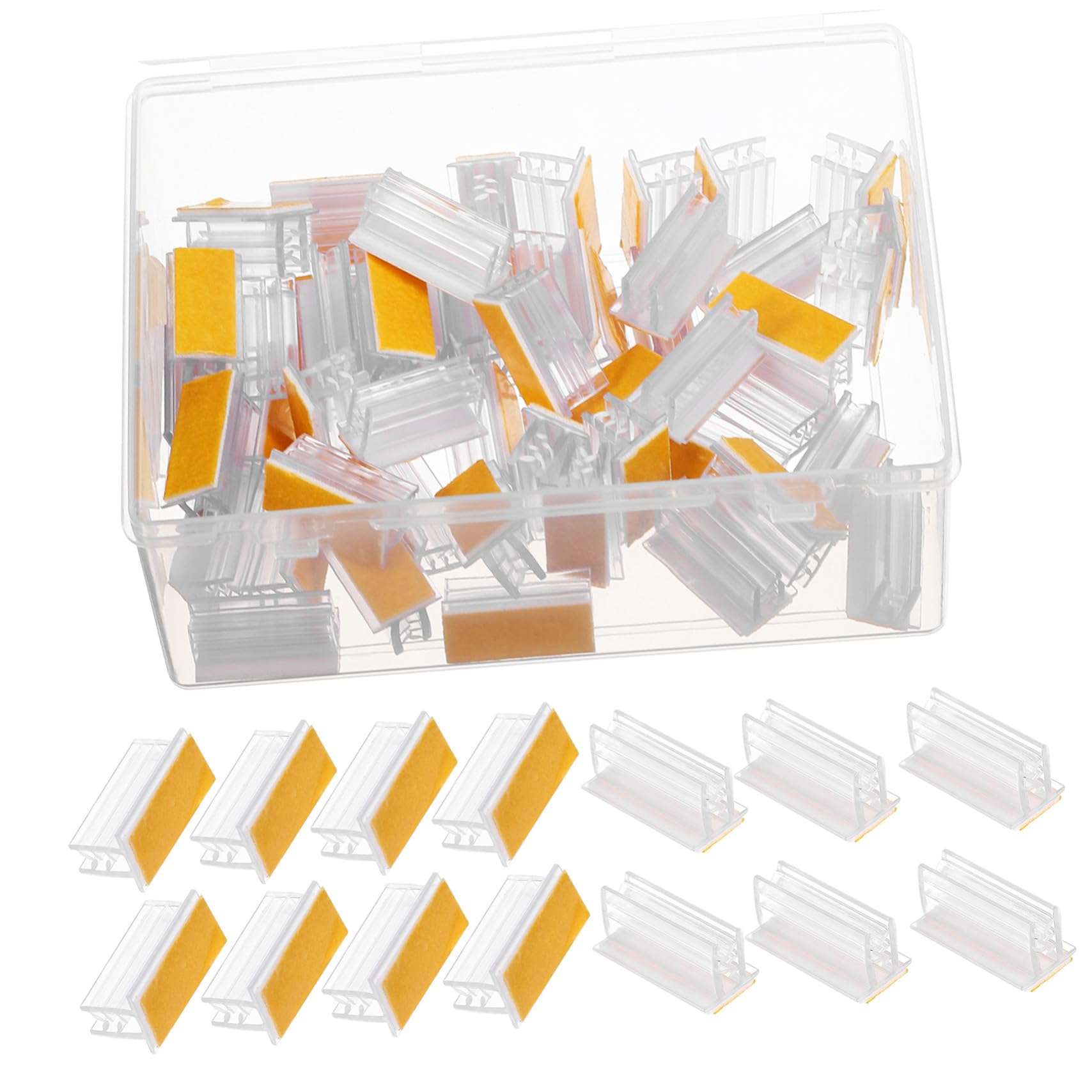 AUTSUPPL Label Holder Clips 50 Pack Clear Name Tag Holders for Retail Displays Price Tags and Sign Stands Easy to Attach to Smooth Surfaces in Supermarkets Malls and Warehouses