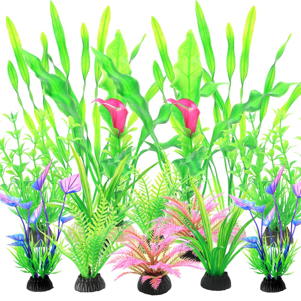Vibury Decoración para peceras (14pcs-03Green-YS)