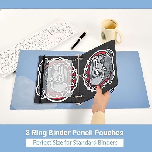 Vista 77 de Kcldeci Estuche para lápices para carpeta de 3 anillos con ventana transparente, retrato de gato y mariposas