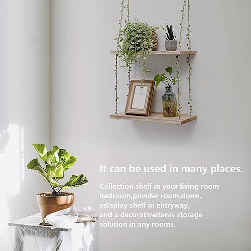 Miniatura 5 de MITIME Estantes colgantes para pared, estante colgante de pared de ventana de 2 niveles para marcos de fotos de plantas, decoración de exhibición,