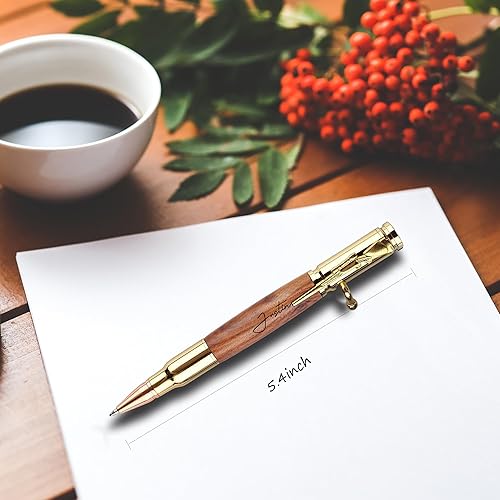 Miniatura 3 de Bolígrafo de acción de perno personalizado, bolígrafo de metal de madera grabada gratis con 2 repuestos, bolígrafo personalizado con nombre, regalo