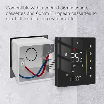 95 to 240V WiFi Smart Thermostat, Programmable Temperature Controller for Boiler Heating Black smart thermostat wifi thermostat smart thermostat for house